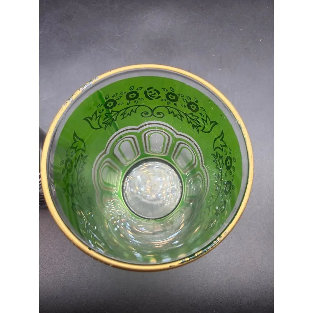 Vintage Moroccan Tea Glasses Set of 6 Jewel Tone Gold Filigree